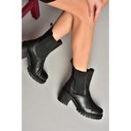 Fox Shoes T726981609 Siyah Lastikli Kalın Topuklu Kadın Bot