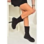 Fox Shoes T811230904 Siyah Kumaş Kalın Tabanlı Kadın Bot