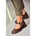 Fox Shoes T820236009 Kahverengi Kalın Topuklu Kadın Ayakkabı
