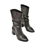 fox SHOES T848243009 Siyah Kalın Topuklu Kadın Bot, Siyah-Suni Deri, 39