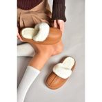 fox SHOES T918264209 Kahverengi İçi Peluş Kadın Terlik, Kahverengi-Suni Deri, 40-41