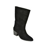 fox SHOES T936042502 Siyah Kalın Alçak Topuklu Kadın Bot, Siyah-Süet, 36