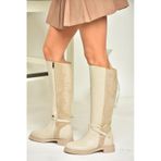 Fox Shoes T973000909 Bej Alçak Tabanlı Kadın Çizme