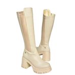 fox SHOES T973390009 Bej Kalın Topuklu Kadın Çizme, Bej-Suni Deri, 39
