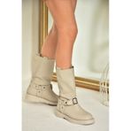 Fox Shoes T973530309 Bej Alçak Topuklu Kadın Bot