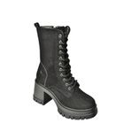 fox SHOES T973559002 Siyah Süet Kalın Topuklu Kadın Postal Bot, Siyah-Süet, 37