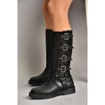 Fox Shoes T973570209 Siyah Kalın Tabanlı Kadın Çizme