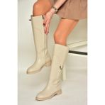 Fox Shoes T973600609 Bej Düz Taban Kadın Çizme