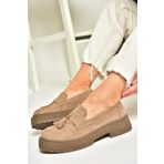 Fox Shoes T996193002 Vizon Süet Kalın Tabanlı Makosen Ayakkabı