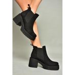 Fox Shoes T996220002 Siyah Süet Kalın Topuklu Kadın Bot