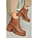 fox SHOES T996220009 Taba Kalın Topuklu Kadın Bot, Taba-Suni Deri, 40