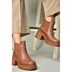 Fox Shoes T996220009 Taba Kalın Topuklu Kadın Bot