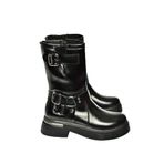 fox SHOES T996333008 Siyah Rugan Kalın Tabanlı Kadın Bot, Siyah-Rugan, 38