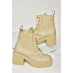 fox SHOES T996533009 Bej Kalın Topuklu Kadın Bot, Bej-Suni Deri, 40