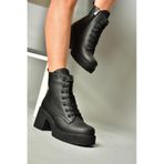 Fox Shoes T996533009 Siyah Kalın Topuklu Kadın Bot