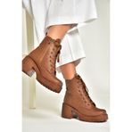 Fox Shoes T996533009 Taba Kalın Topuklu Kadın Bot