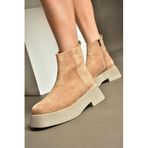 fox SHOES Ten Süet Kalın Tabanlı Kadın Bot, Ten-Süet, 39