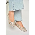 Fox Shoes U250030114 Gümüş Sim Kadın Babet