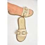 fox SHOES U250110109 Bej Tokalı Kadın Terlik, Bej-Suni Deri, 37
