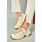 Fox Shoes U312414209 Bej Kalın Tabanlı Spor Ayakkabı Sneakers