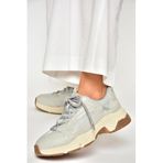 fox SHOES U312414209 Gri Kalın Tabanlı Spor Ayakkabı Sneakers, Gri-Suni Deri, 39