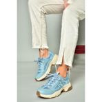 fox SHOES U312414209 Mavi Kalın Tabanlı Spor Ayakkabı Sneakers, Mavi-Suni Deri, 39
