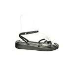 fox SHOES U342962709 Siyah Yapay Çiçek Aksesuarlı Kadın Sandalet, Siyah-Suni Deri, 38