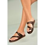 fox SHOES U390959503 Kahverengi Hakiki Deri Kadın Terlik, Kahverengi-Hakiki Deri, 40
