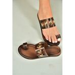 fox SHOES U390972403 Kahverengi Hakiki Deri Kadın Terlik, Kahverengi-Hakiki Deri, 39