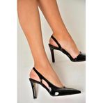 fox SHOES U404589408 Siyah Rugan İnce Topuklu Kadın Ayakkabı, Siyah-Rugan, 37