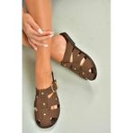 Fox Shoes U458334202 Kahverengi Süet Önü Kapalı Kadın Terlik