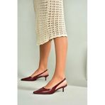 fox SHOES U518439809 Bordo Alçak Topuklu Kadın Ayakkabı, Bordo-Suni Deri, 40
