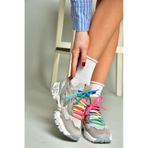 Fox Shoes U602602502 Gri Süet Kadın Spor Ayakkabı Sneakers