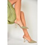 fox SHOES U614567114 Altın Sim Kalın Topuklu Abiye Ayakkabı, Altın-Sim, 39