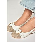 fox SHOES U676235309 Beyaz Alçak Topuklu Kadın Ayakkabı, Beyaz-Suni Deri, 39