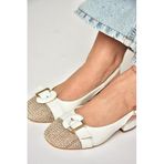 fox SHOES U676235309 Beyaz Alçak Topuklu Kadın Ayakkabı, Beyaz-Suni Deri, 40