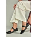 fox SHOES U726454509 Siyah Kadın Babet, Siyah-Suni Deri, 37