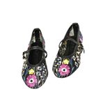 fox SHOES U820085515 Siyah/Fuşya File Çiçek Motifli Kadın Babet, Siyah/Fuşya-File, 36