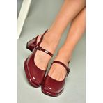 fox SHOES U820930008 Bordo Rugan Kalın Topuklu Kadın Ayakkabı, Bordo-Rugan, 37