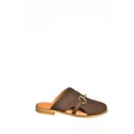 fox SHOES U944150403 Kahverengi Hakiki Deri Önü Kapalı Kadın Terlik, Kahverengi-Hakiki Deri, 37
