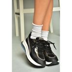 Fox Shoes U973213809 Siyah Kalın Tabanlı Spor Ayakkabı Sneakers