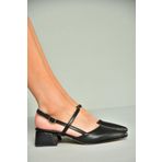 Fox Shoes U998232109 Siyah Alçak Kadın Topuklu Ayakkabı