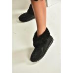 fox SHOES V250014702 Siyah Süet Tüylü Kadın Bot, Siyah-Süet, 38