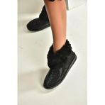 fox SHOES V250014702 Siyah Süet Tüylü Kadın Bot, Siyah-Süet, 39