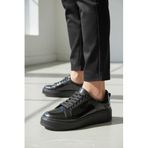 fox SHOES V274728004 Siyah Kalın Tabanlı Spor Ayakkabı Sneakers, Siyah-Kumaş, 40