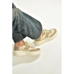 fox SHOES V274949109 Bej Kalın Tabanlı Spor Ayakkabı Sneakers, Bej-Suni Deri, 39
