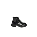 fox SHOES V312400309 Siyah Kalın Tabanlı Bağcıklı Kadın Bot, Siyah-Suni Deri, 36