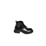fox SHOES V312400309 Siyah Kalın Tabanlı Bağcıklı Kadın Bot, Siyah-Suni Deri, 39