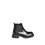 fox SHOES V312402609 Siyah Kalın Tabanlı Lastik Detaylı Kadın Bot, Siyah-Suni Deri, 39