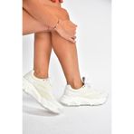 fox SHOES V312611809 Beyaz Kalın Tabanlı Spor Ayakkabı Sneakers, Beyaz-Suni Deri, 38